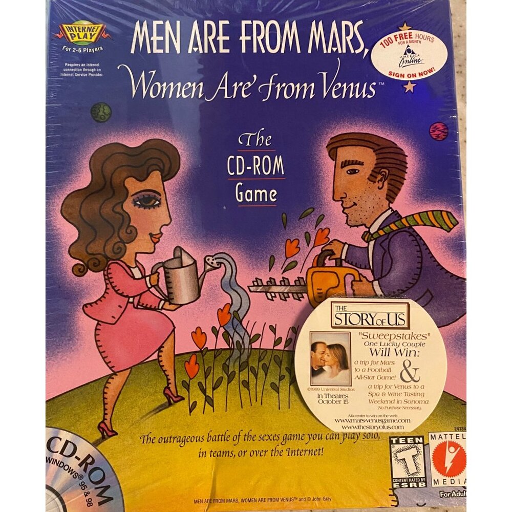 Vintage 1999 Sealed New Men are from Mars Women are from Venus CD Game WIndows